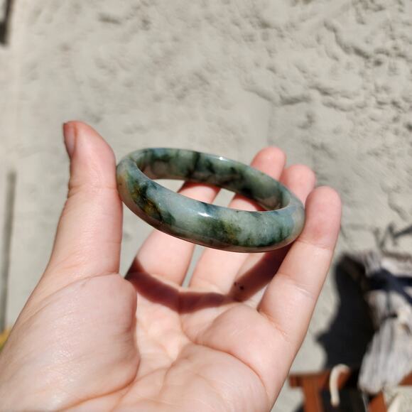 Jadeite Jade Bangle Green Natural Semi Translucent 284ct Myanmar Burma Bracelet - Picture 4 of 17